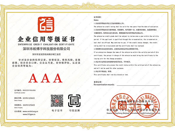 松博宇-企业信用等级证书